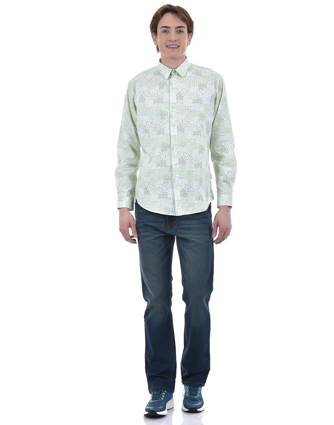 Numero Uno Men Floral Print Green Shirt